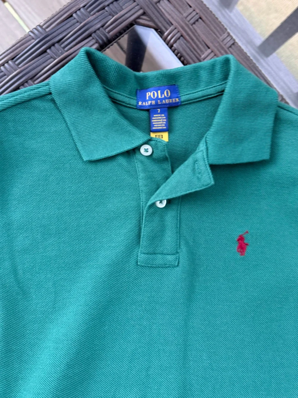 Ralph Lauren Polo Classic Fit Kids Polo Shirt - Green Size 7